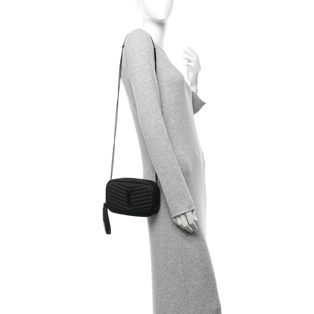 Grain De Poudre Matelasse Monochrome Monogram Mini Lou Camera Bag Black