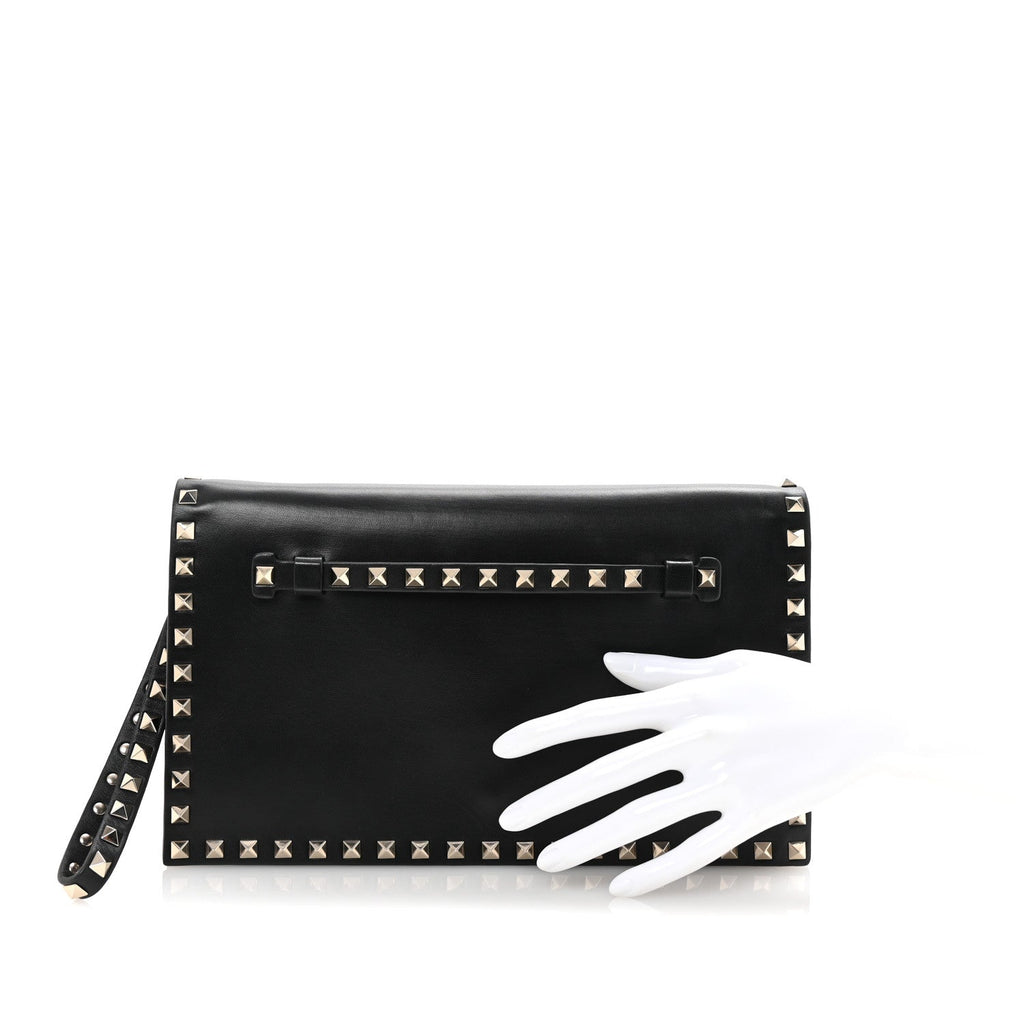 Nappa Rockstud Wristlet Clutch Black