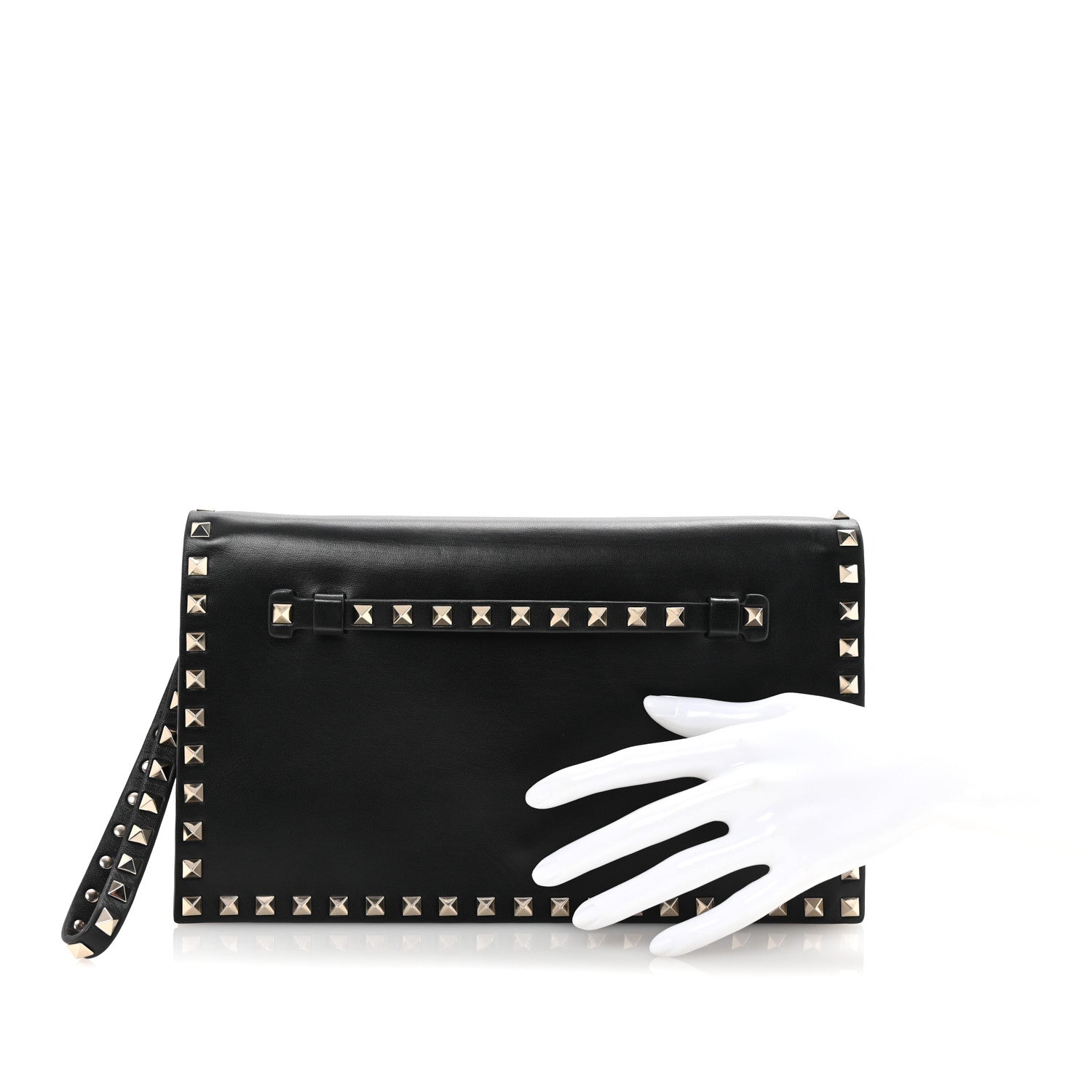 Nappa Rockstud Wristlet Clutch Black
