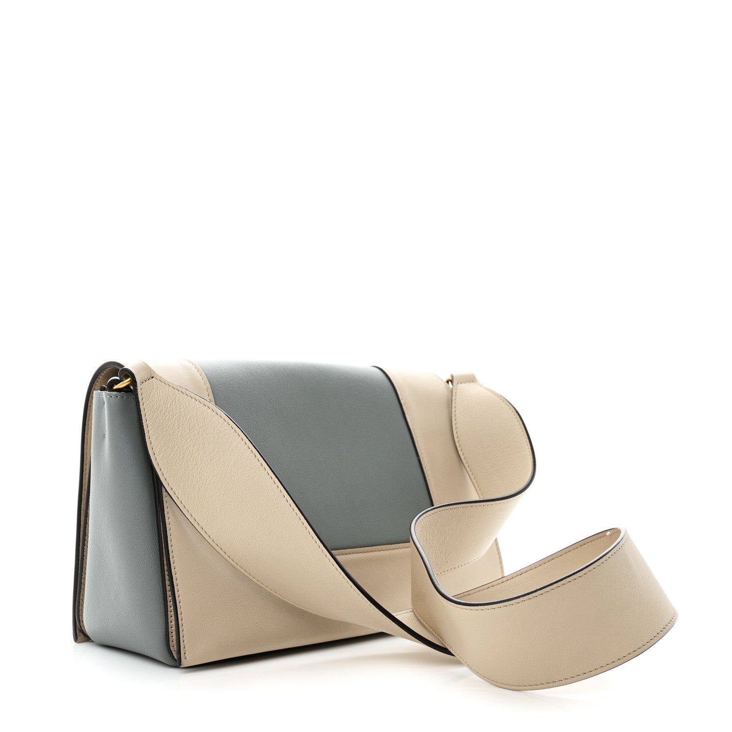 Shiny Smooth Calfskin Medium Frame Shoulder Bag Grege Storm