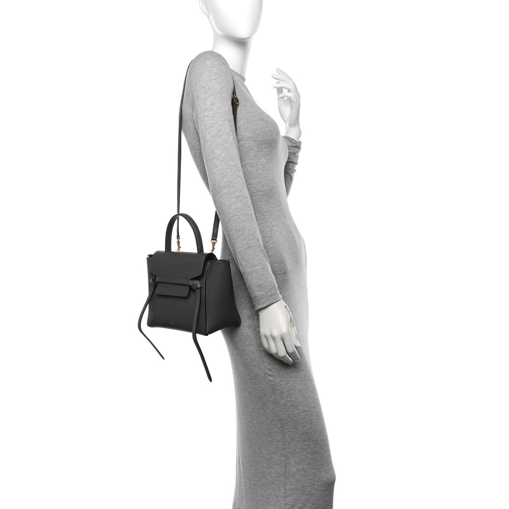 Grained Calfskin Nano Belt Bag Grey