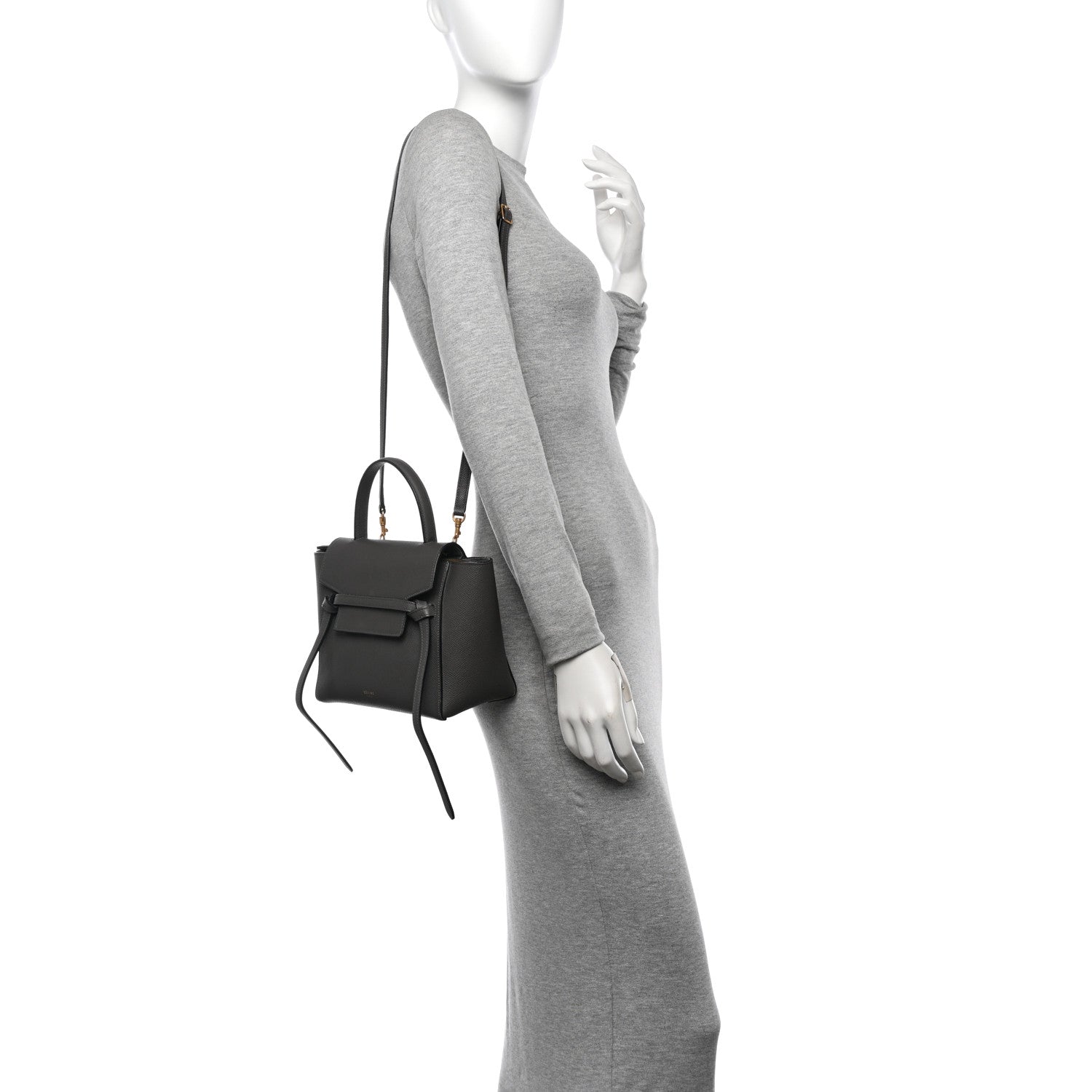 Grained Calfskin Nano Belt Bag Grey