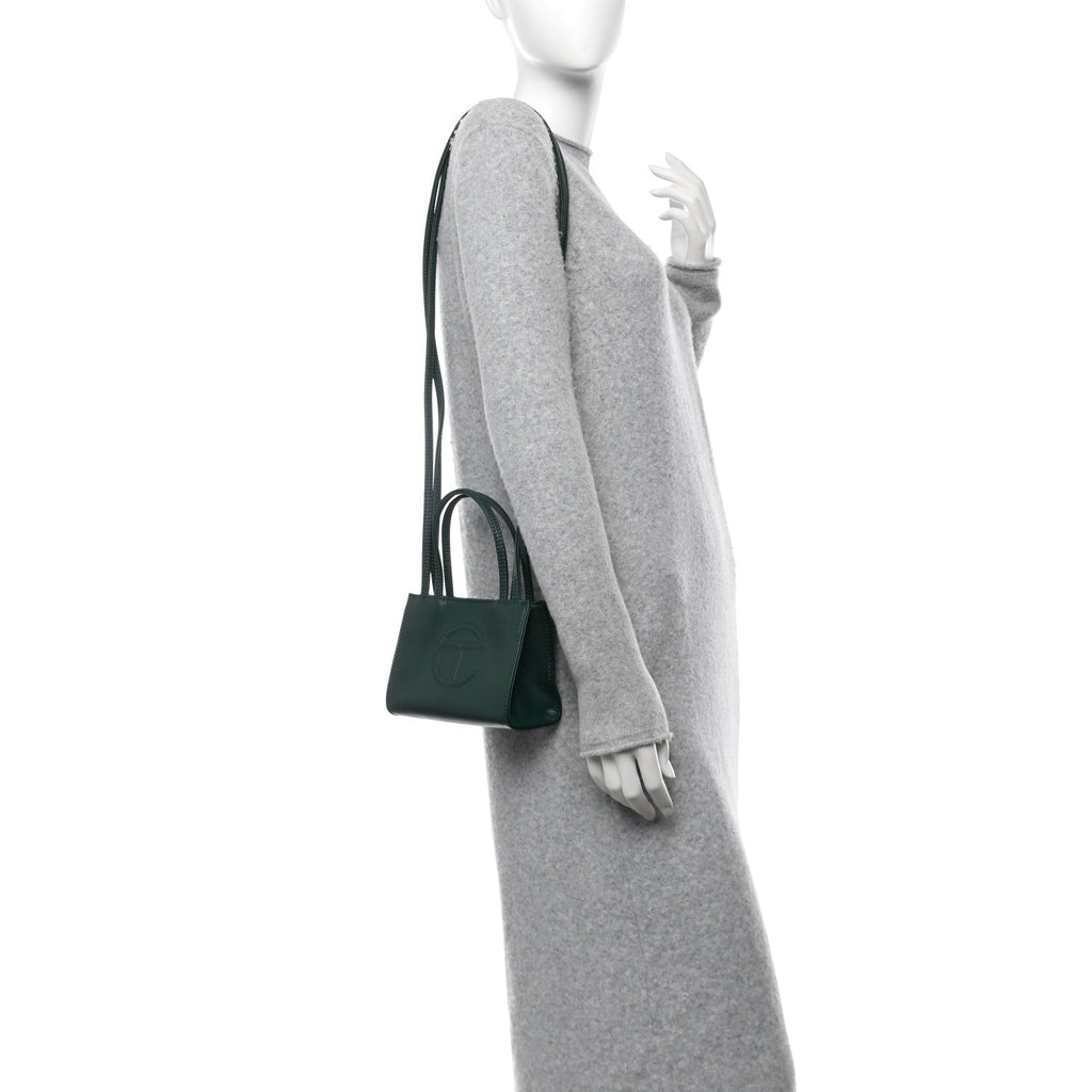 Vegan Leather Small Shopping Bag Dark Olive