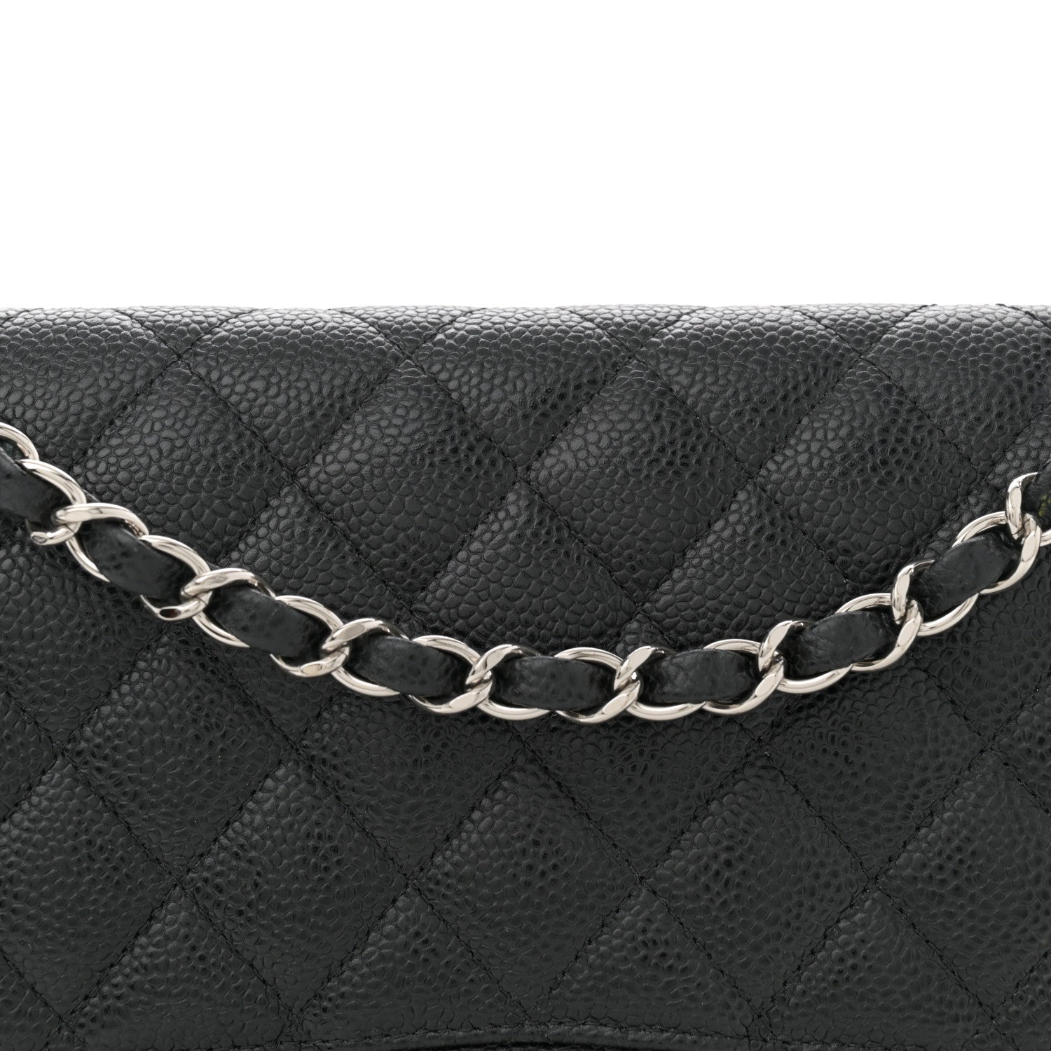 Caviar Quilted Medium Double Flap Black
