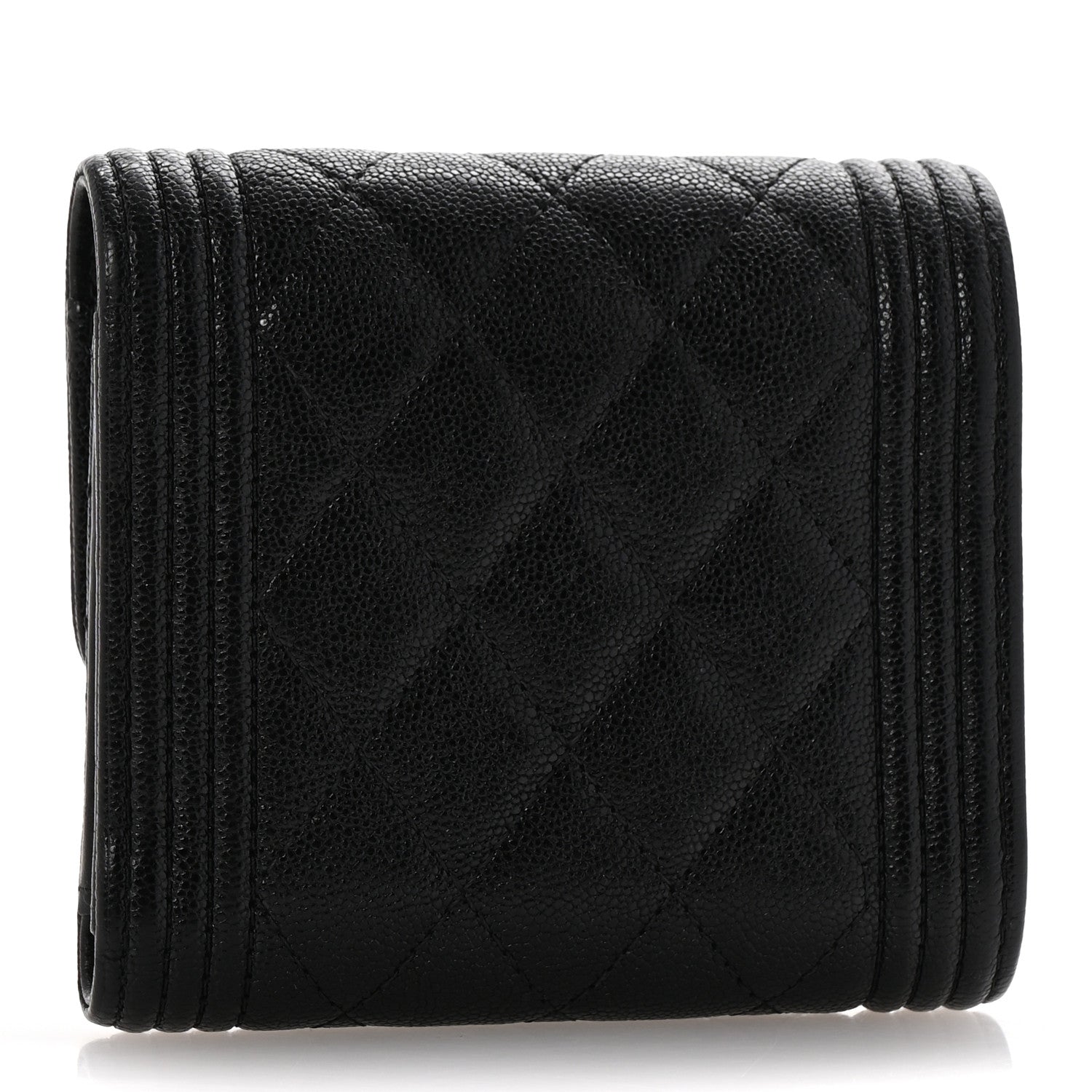 Caviar Quilted Compact Boy Wallet Black