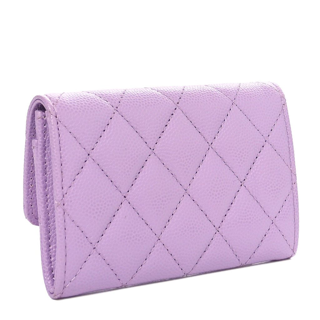 Caviar Quilted CC Logo Flap  Holder Light Purple