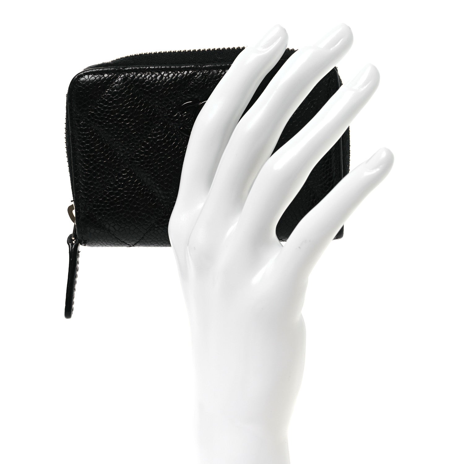 Caviar Quilted Incognito Zip Coin Purse Black