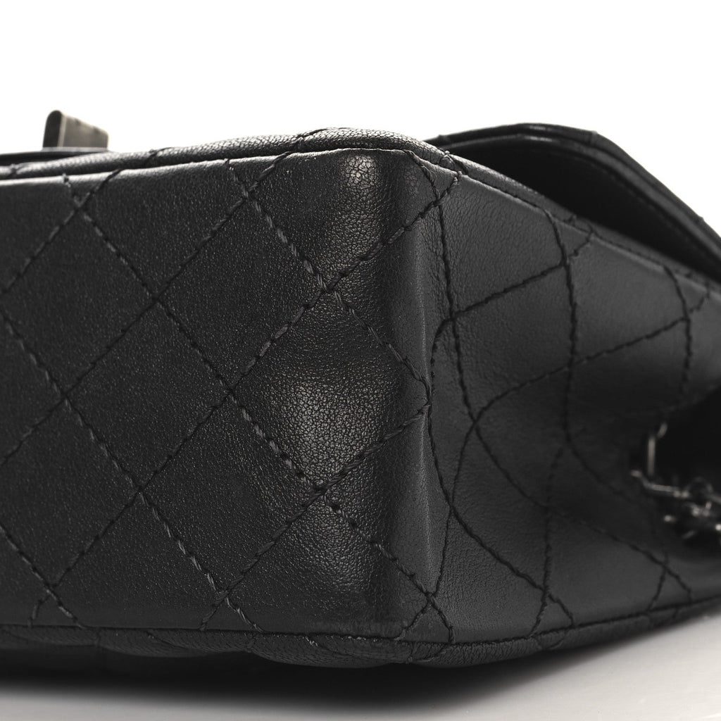 Metallic Sheepskin Quilted 2.55 Reissue Mini Flap Dark Grey