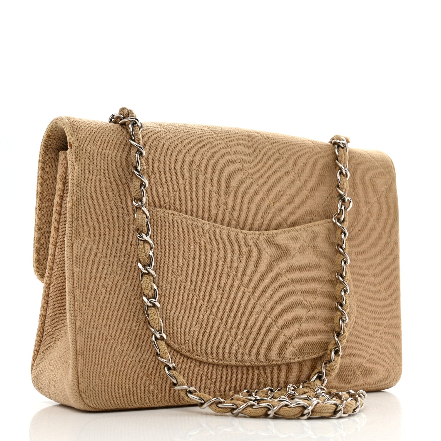 Jersey Quilted Medium Single Flap Beige