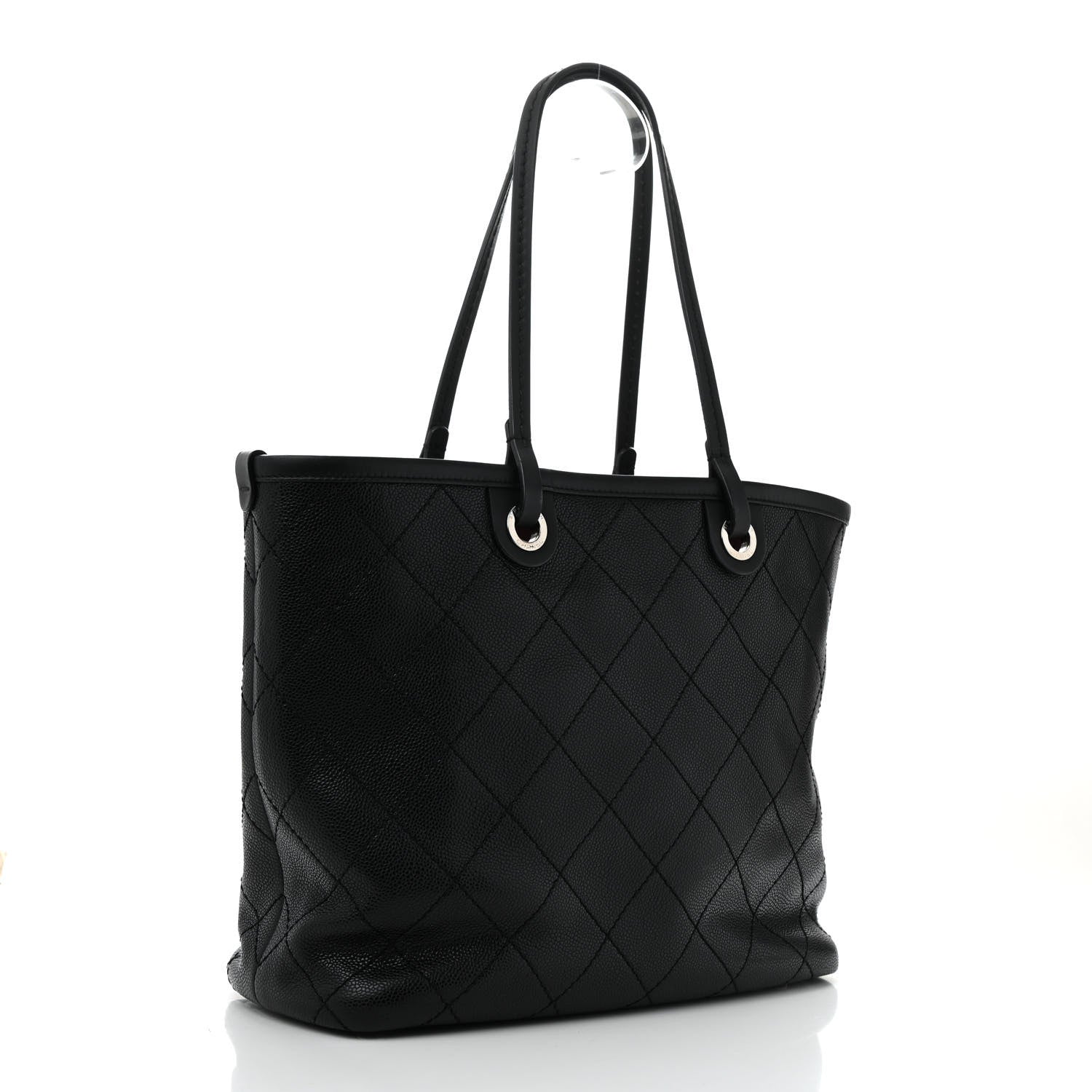 Grained Calfskin Shopping Fever Tote  Black