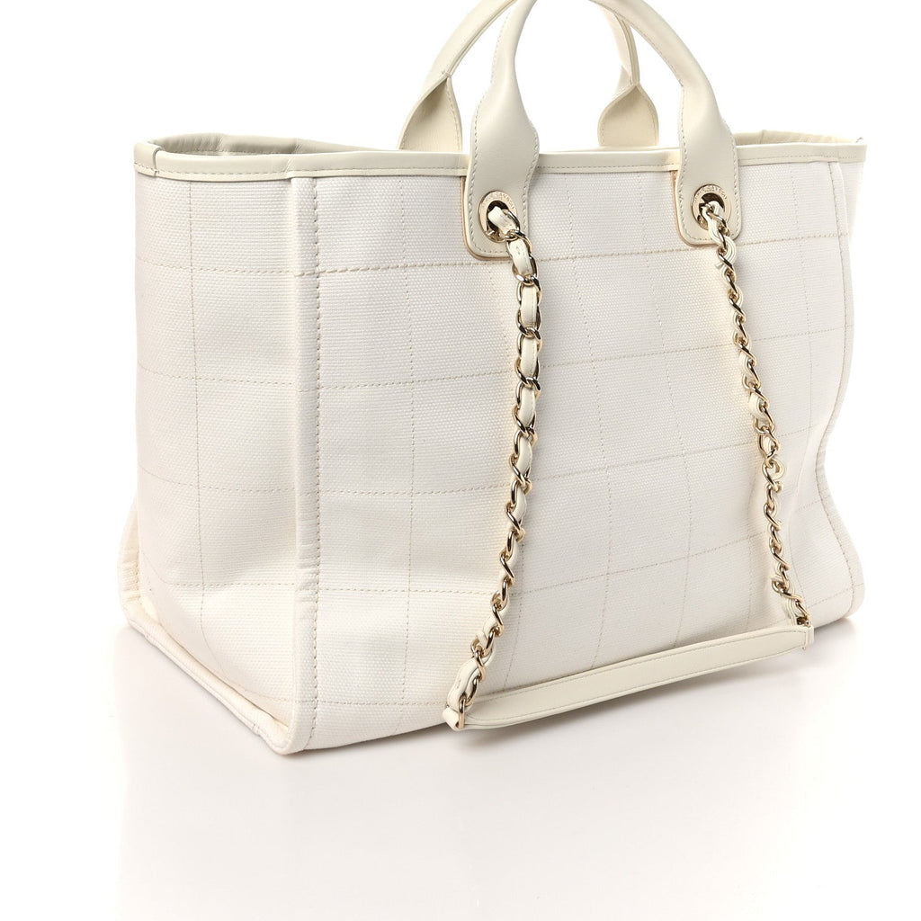 Cotton Medium Deauville Tote White
