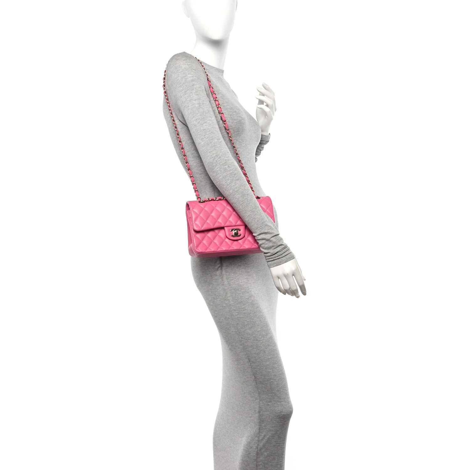 Caviar Quilted Small Double Flap Pink