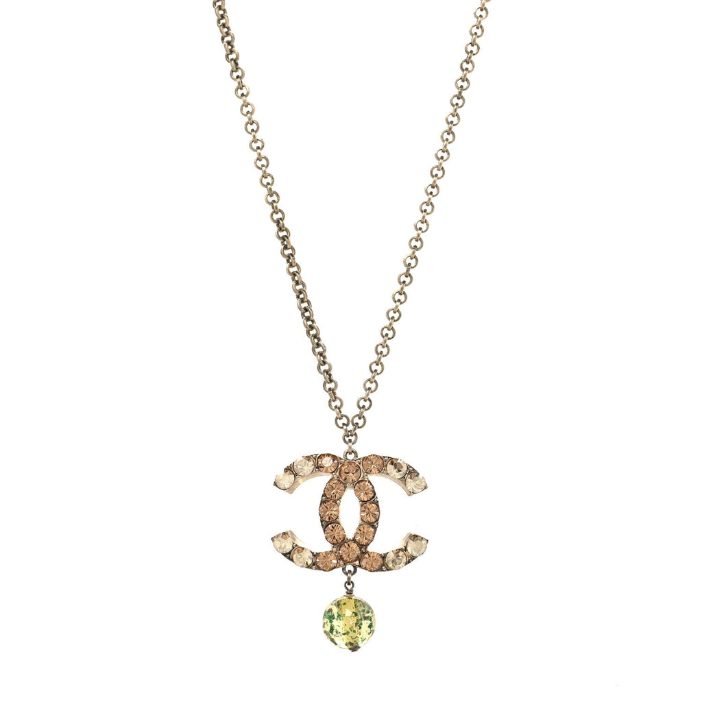 Crystal Bead CC Drop Pendant Necklace Multicolor