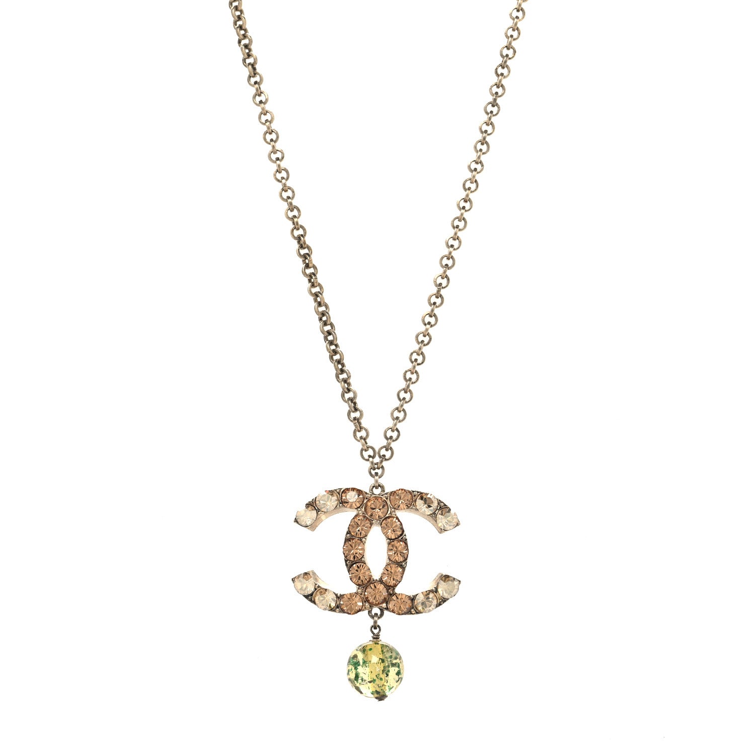 Crystal Bead CC Drop Pendant Necklace Multicolor