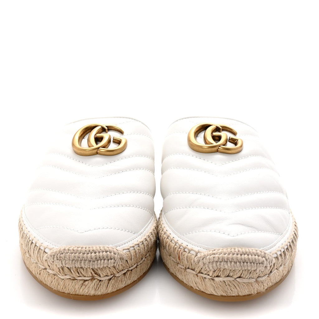 Nappa Matelasse GG Marmont Espadrille Slippers 40 Great White