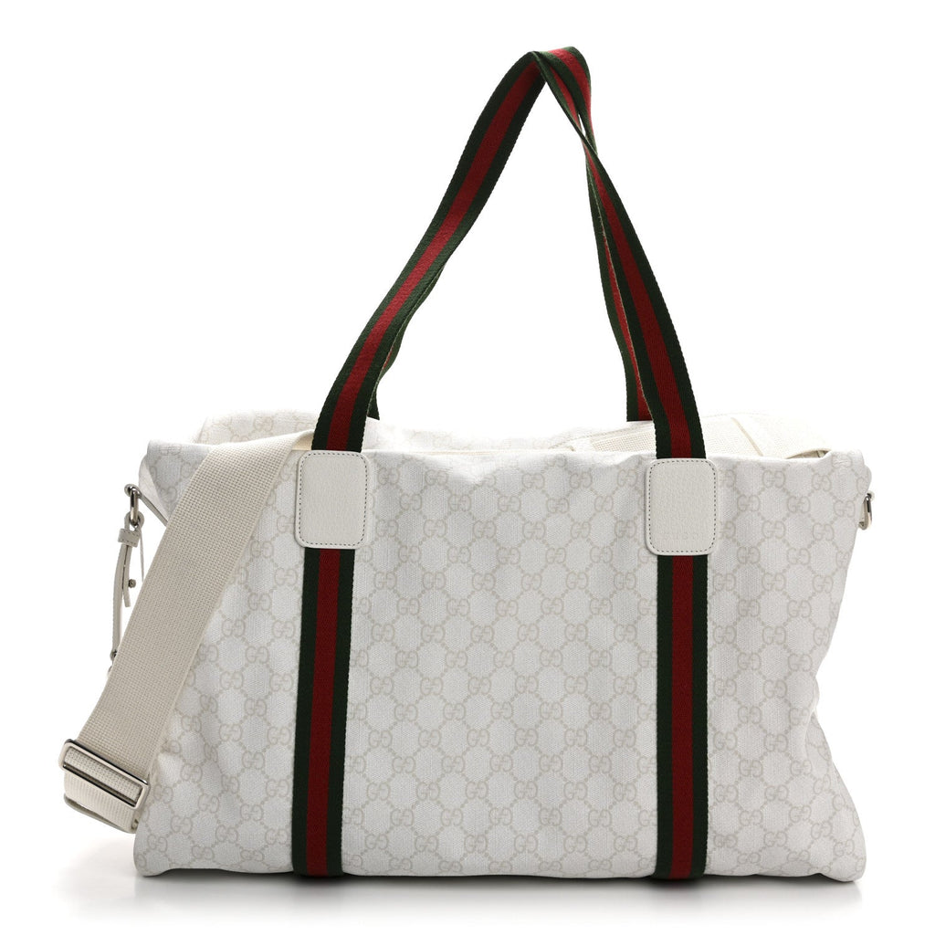 GG Monogram Medium Web Duffle Bag White