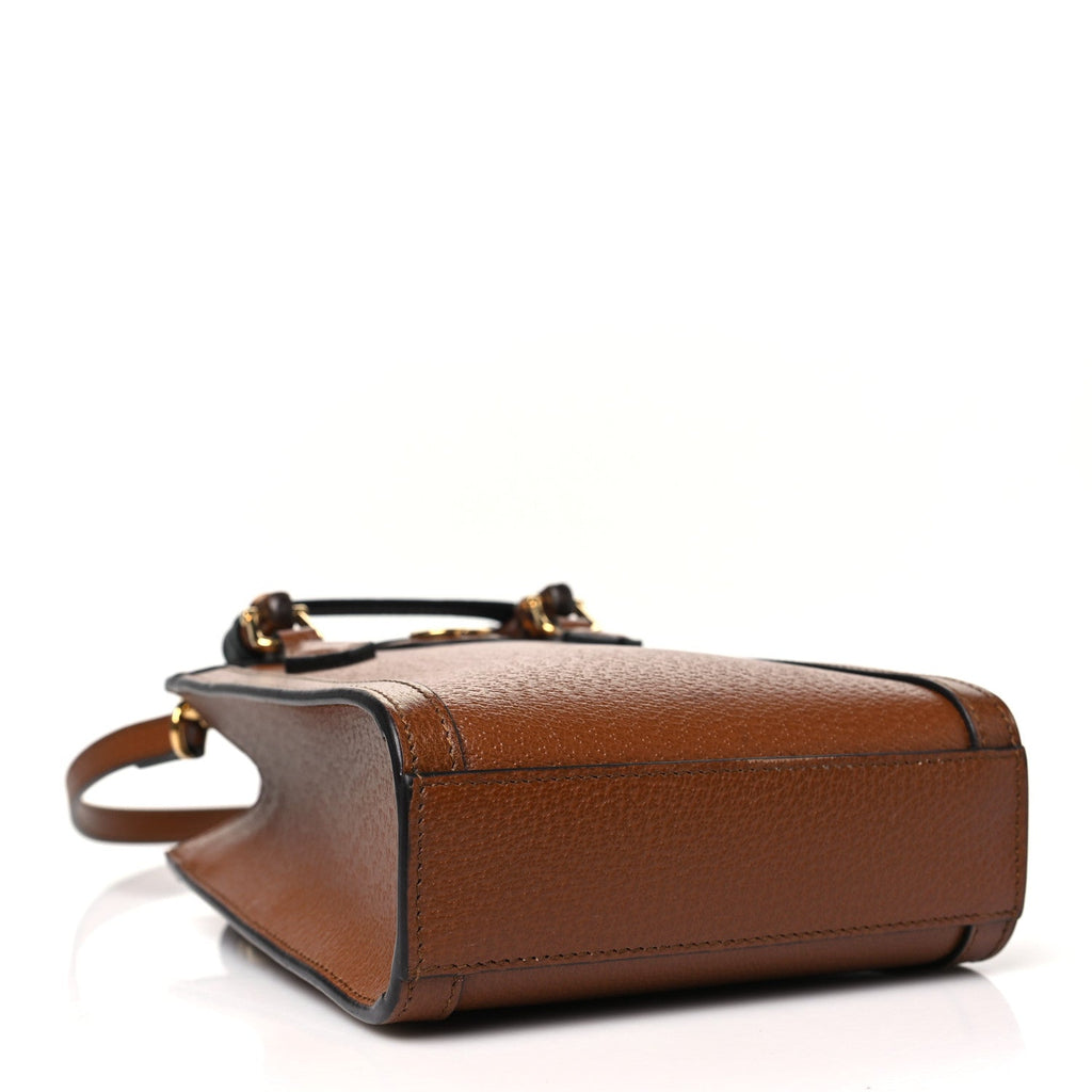 Textured Dollar Calfskin Mini Diana Tote Bag Cuir Black
