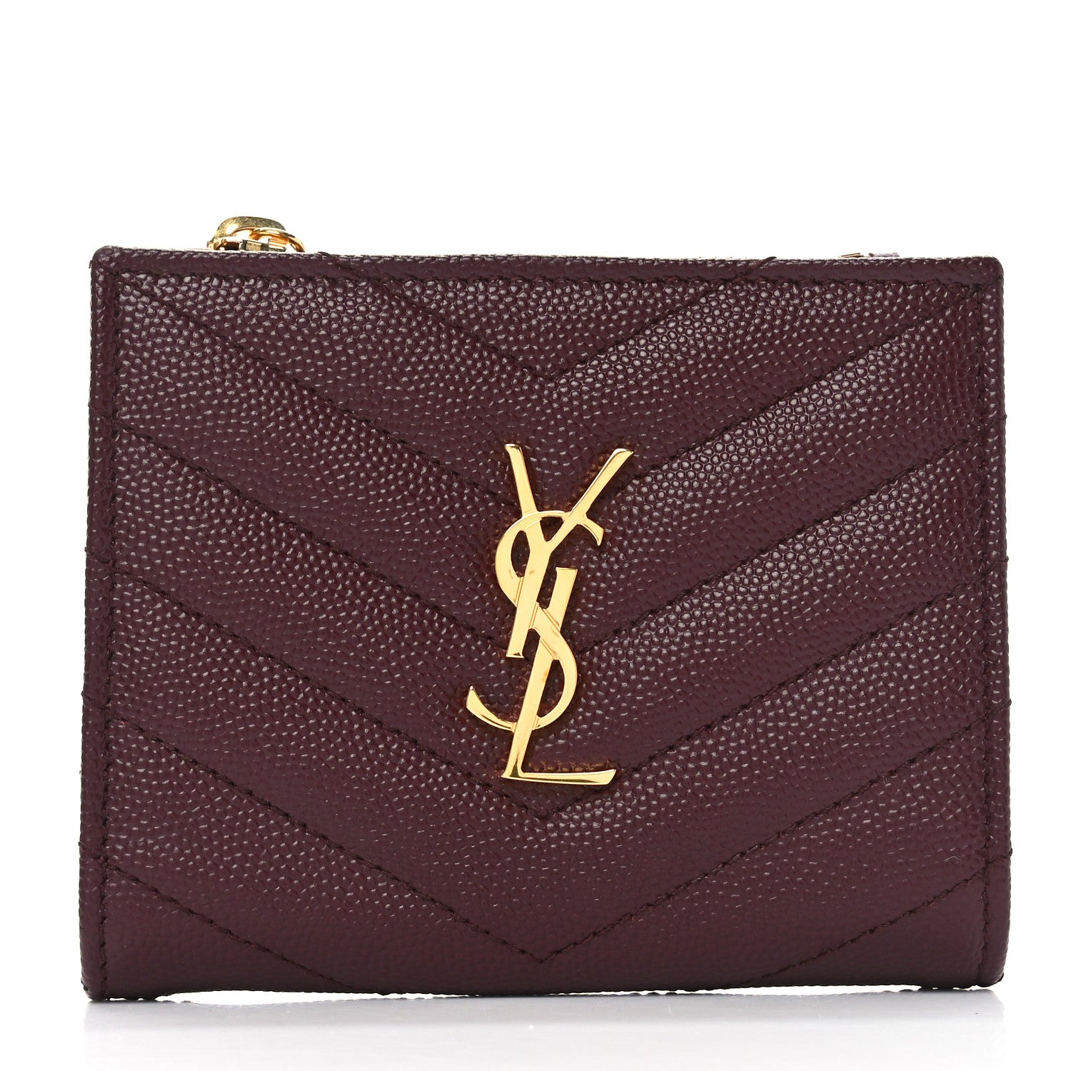Grain De Poudre Matelasse Chevron Monogram Zipped  Case Rouge Legion