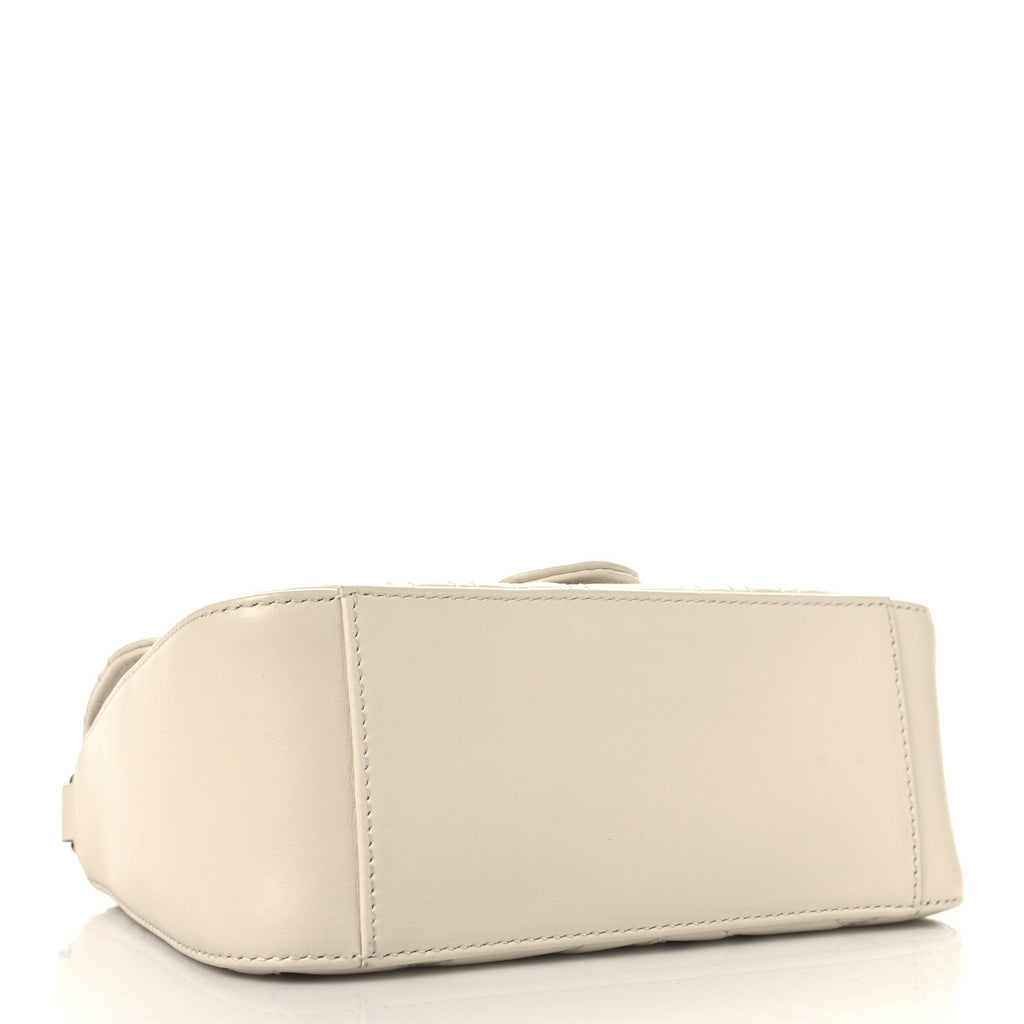 Calfskin Matelasse Mini GG Marmont Top Handle Shoulder Bag White