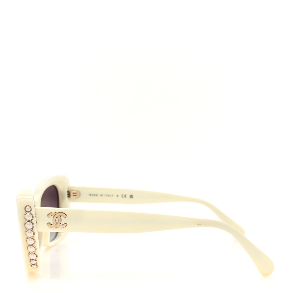 Acetate Pearl Cat Eye CC Sunglasses 5481-H-A White