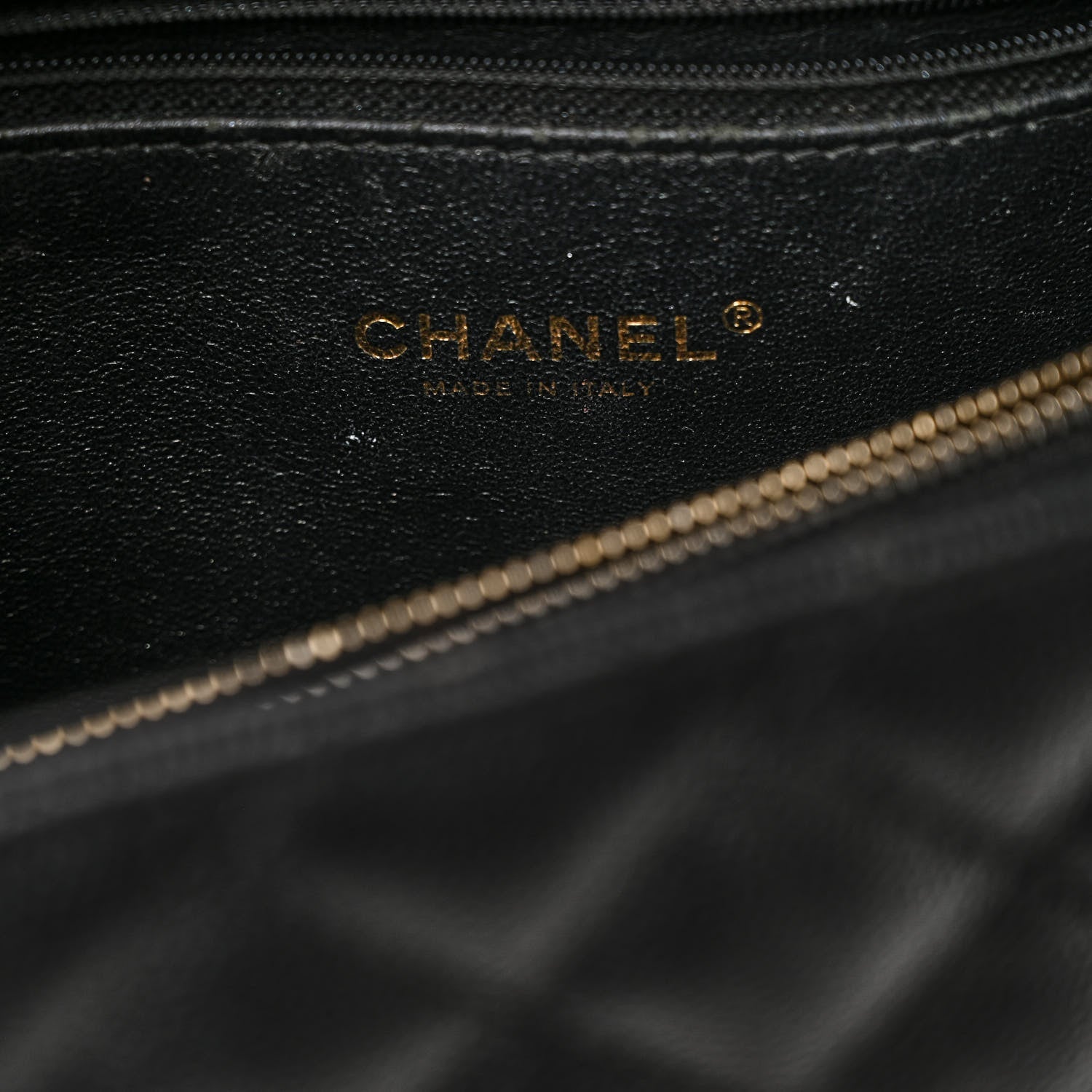 Caviar Lizard Quilted Large Coco Handle Flap Black