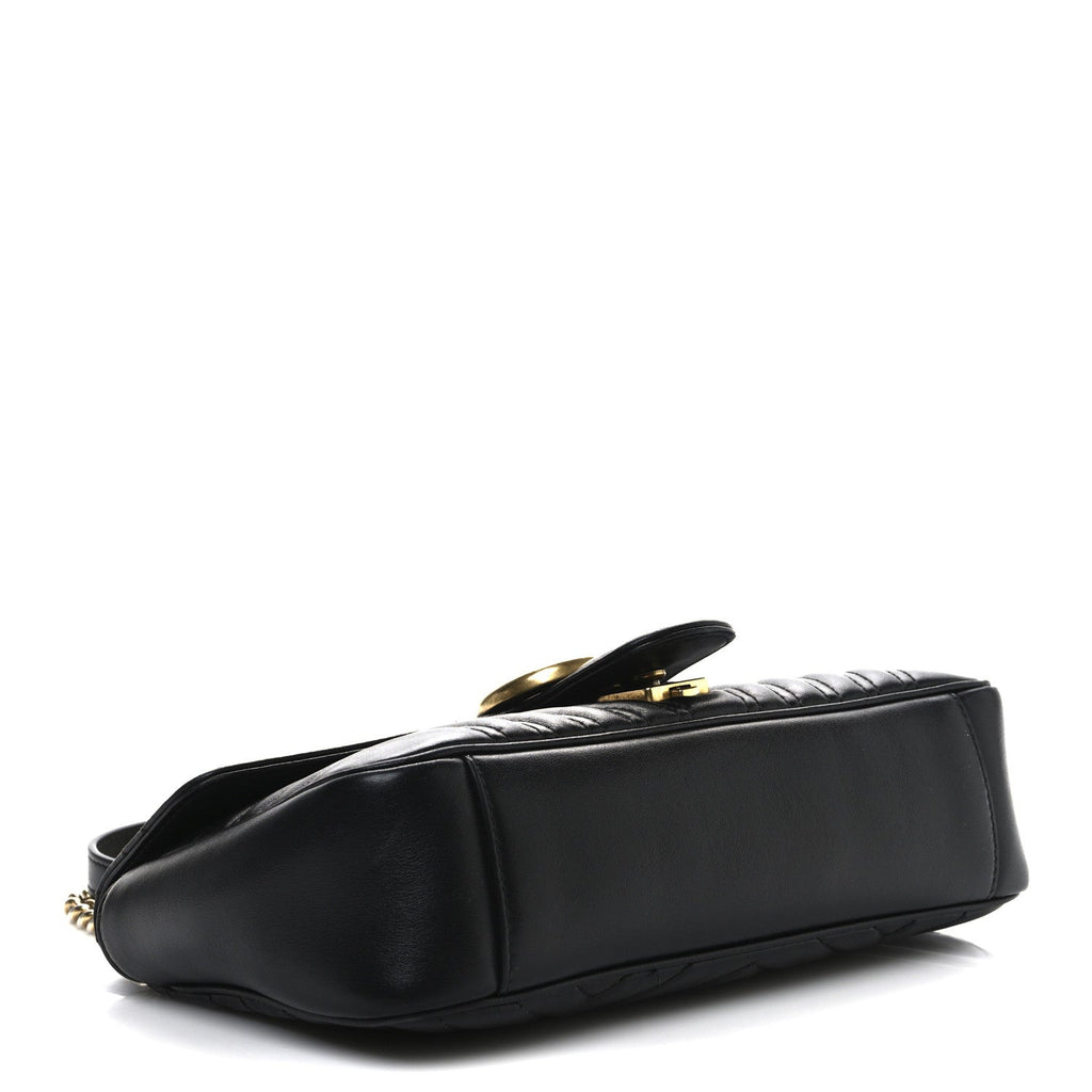 Calfskin Matelasse Small GG Marmont Shoulder Bag Black