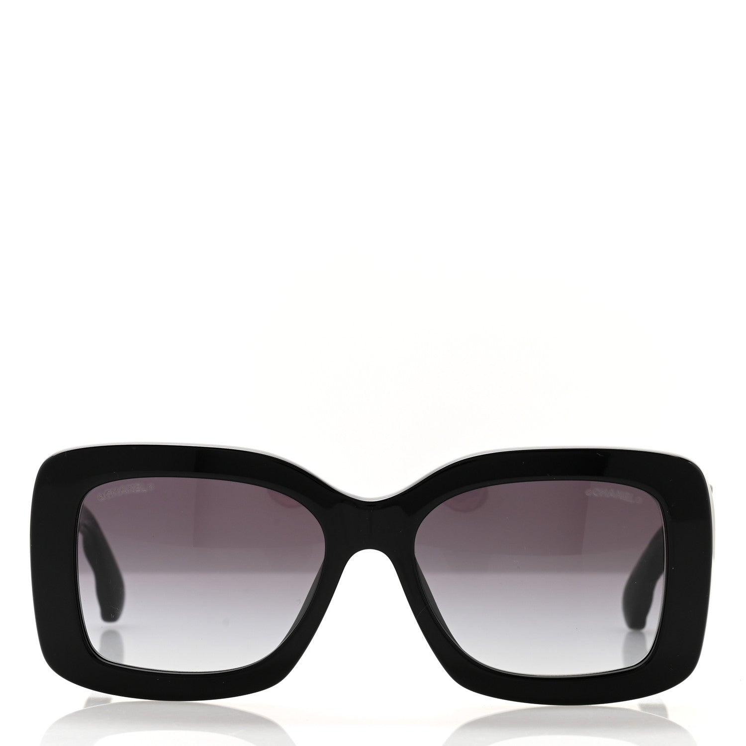 Acetate Quilted CC Rectangle Sunglasses 5483-A Black