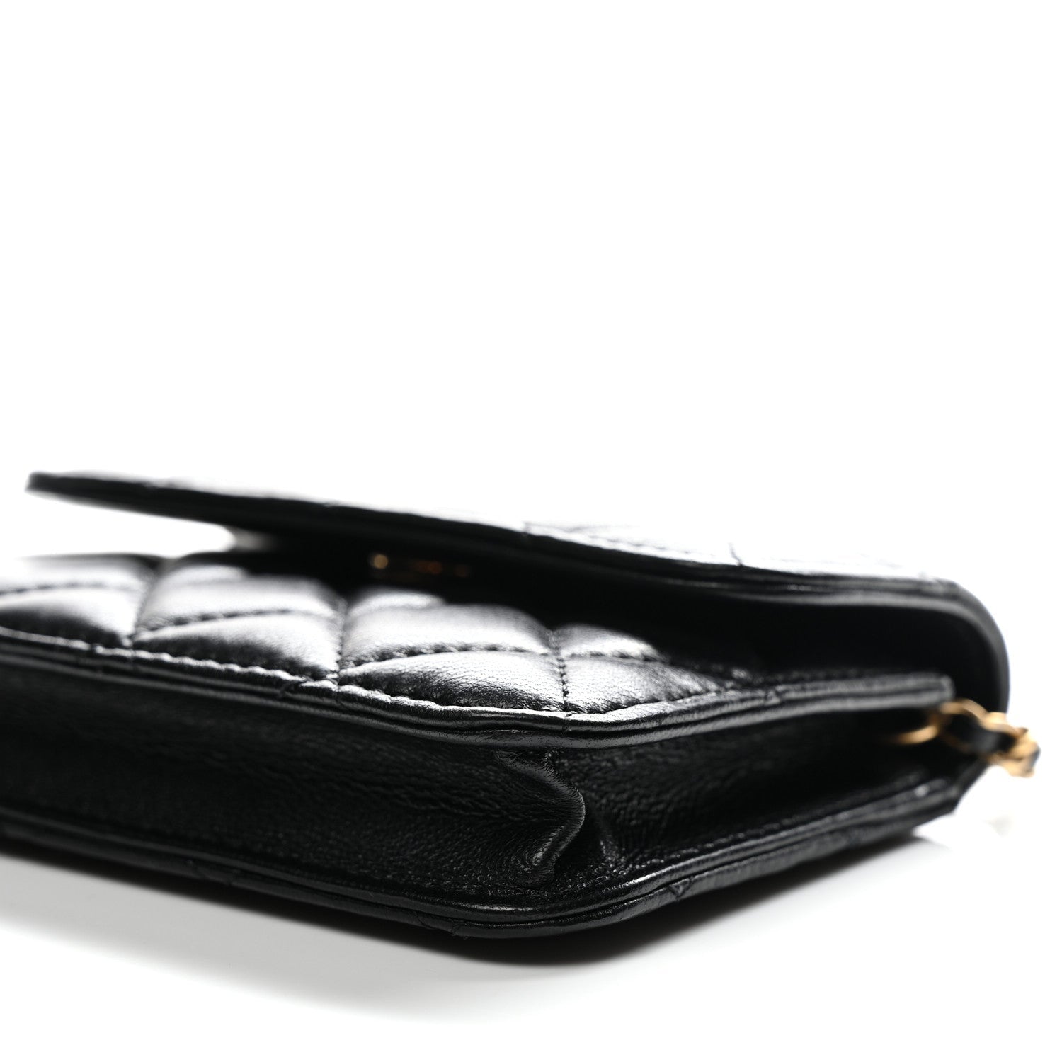 Lambskin Quilted Pearl Crush Flap With Chain Black