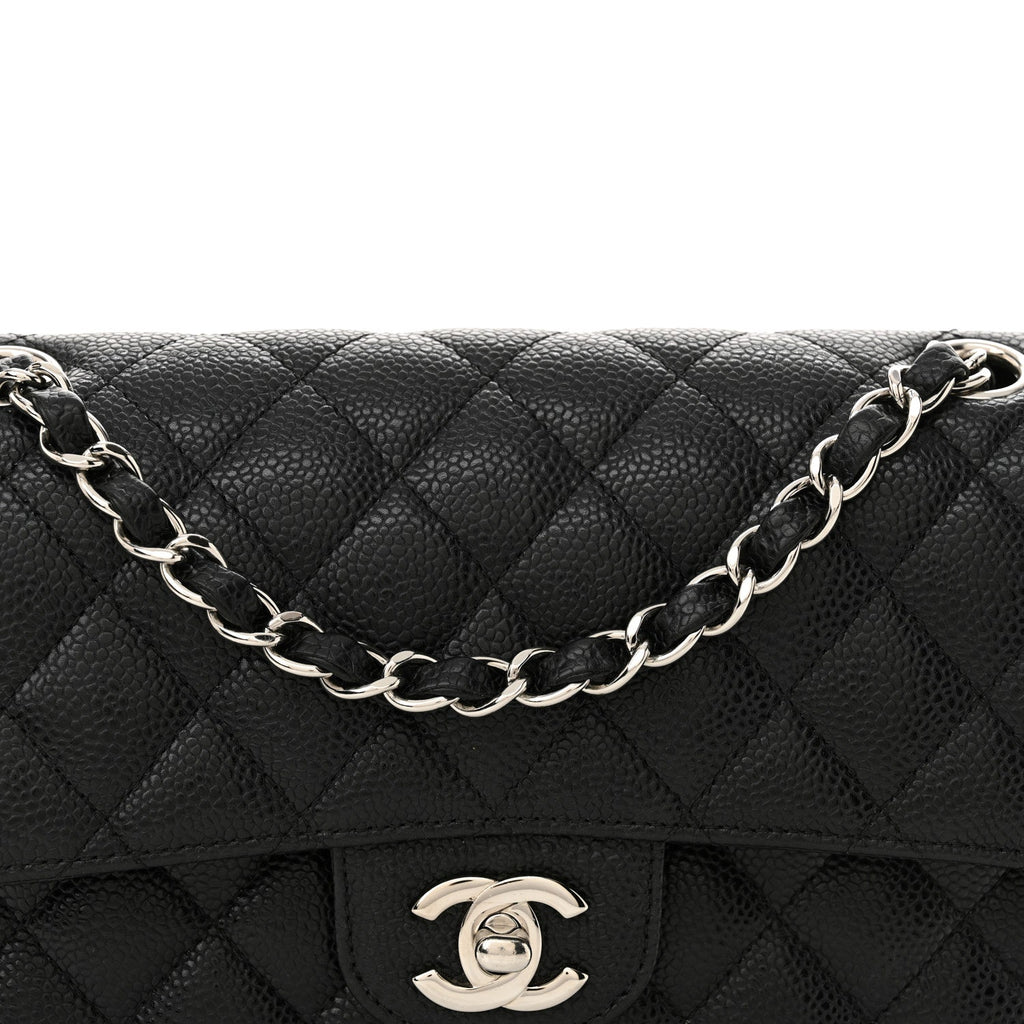 Caviar Quilted Small Double Flap Black
