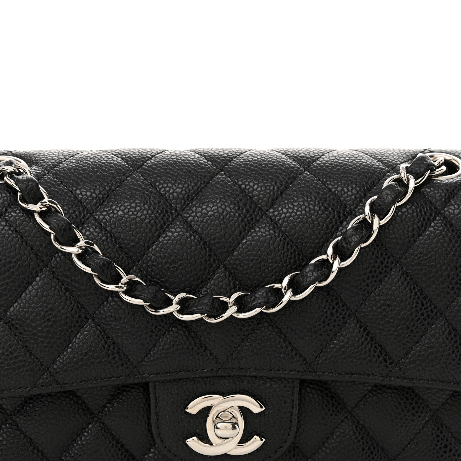 Caviar Quilted Small Double Flap Black