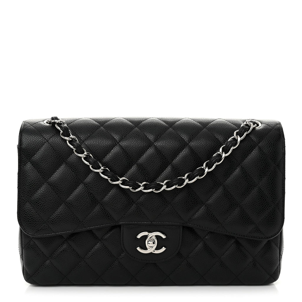 Caviar Quilted Jumbo Double Flap Black