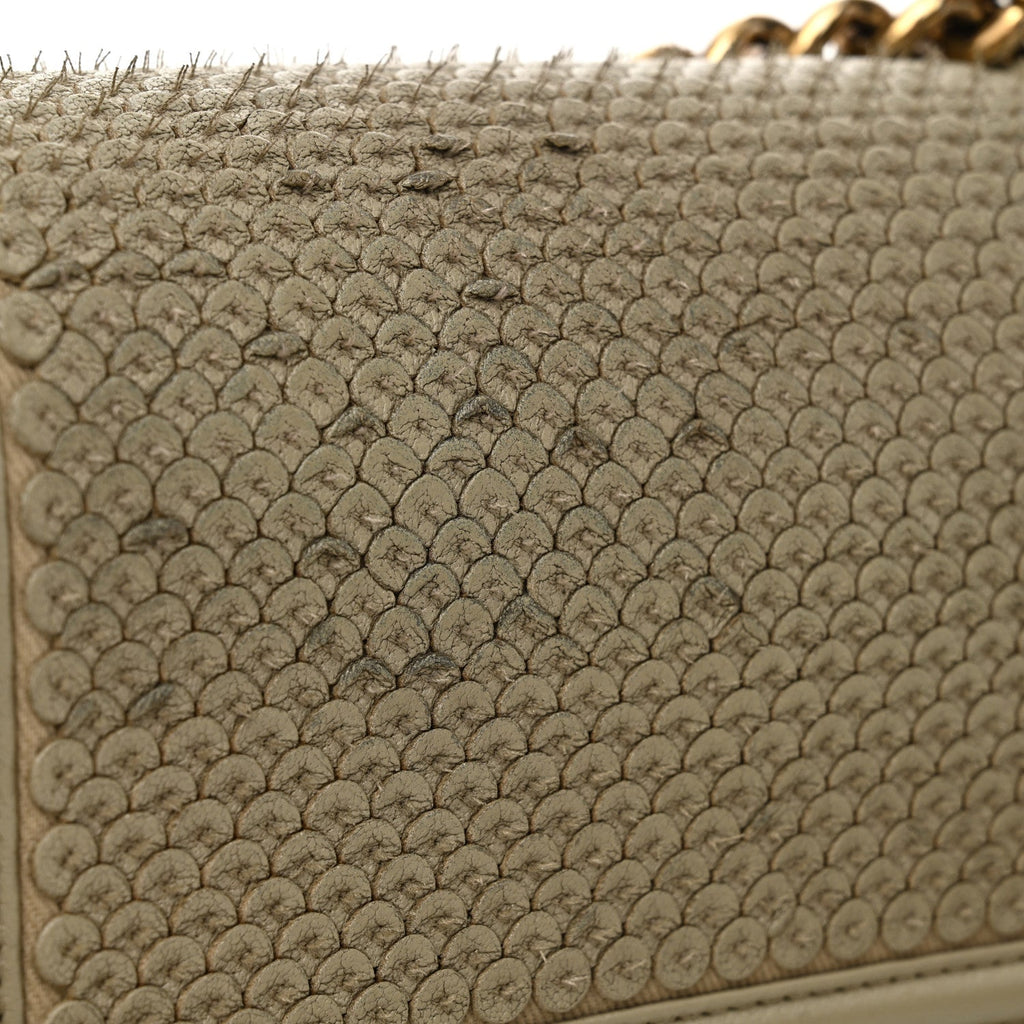 Metallic Lambskin Small Scaled Boy Flap Gold