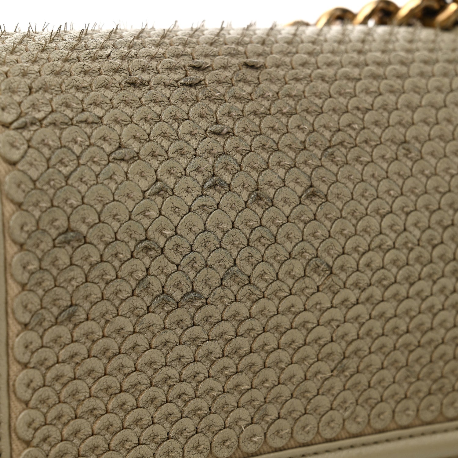 Metallic Lambskin Small Scaled Boy Flap Gold