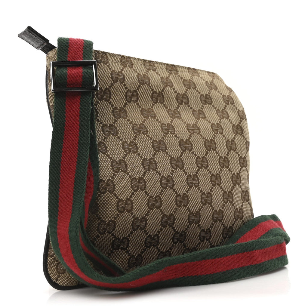 Monogram Web Small Flat Messenger Bag Brown