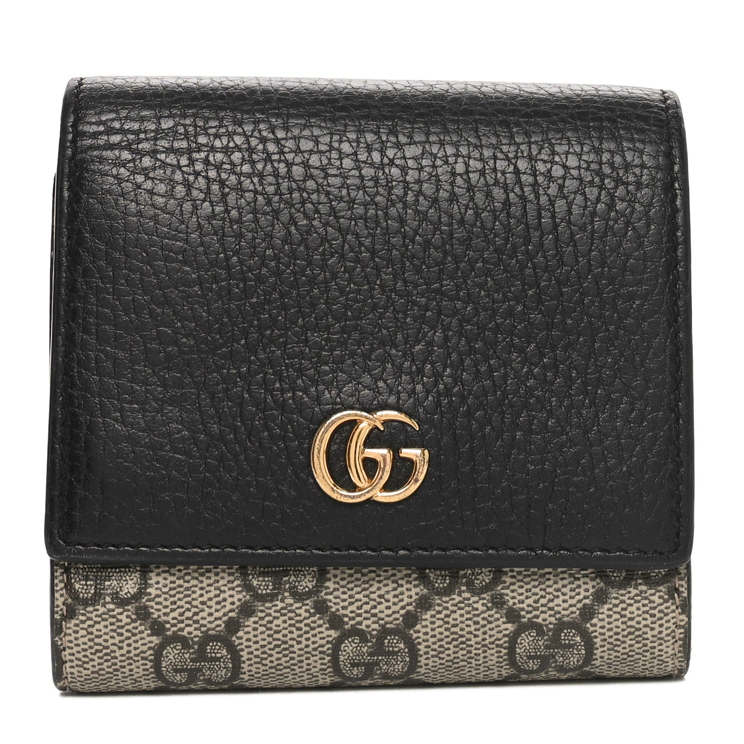 Dollar Calfskin GG Supreme Monogram Medium GG Marmont Wallet Black Beige Ebony