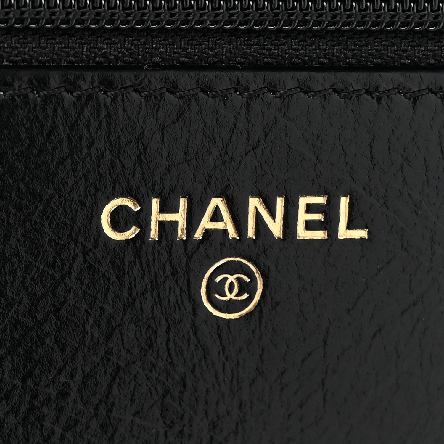 Goatskin Stitched Golden CC Wallet on Chain WOC Black