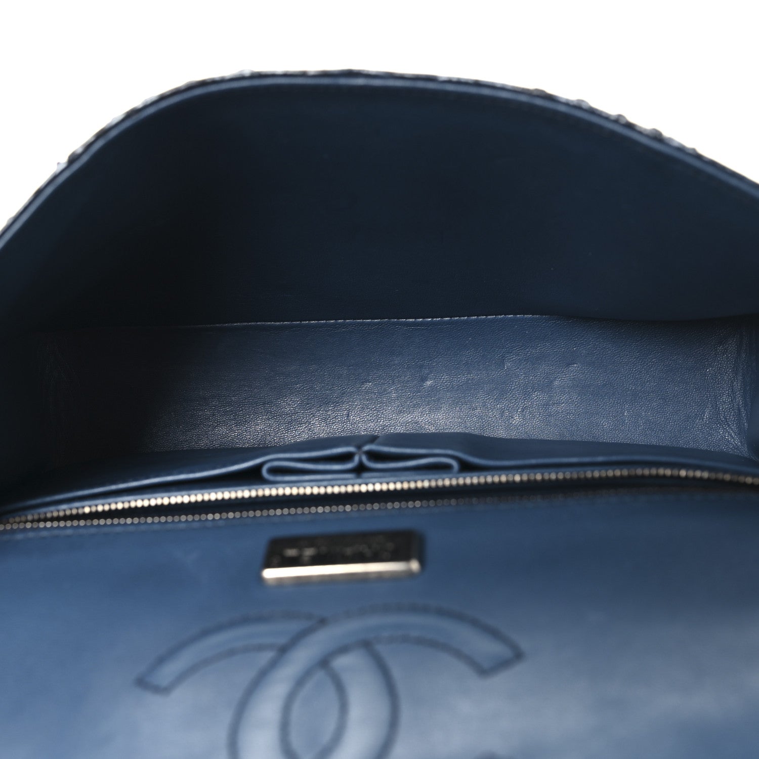Metallic Snakeskin Medium Double Flap Blue
