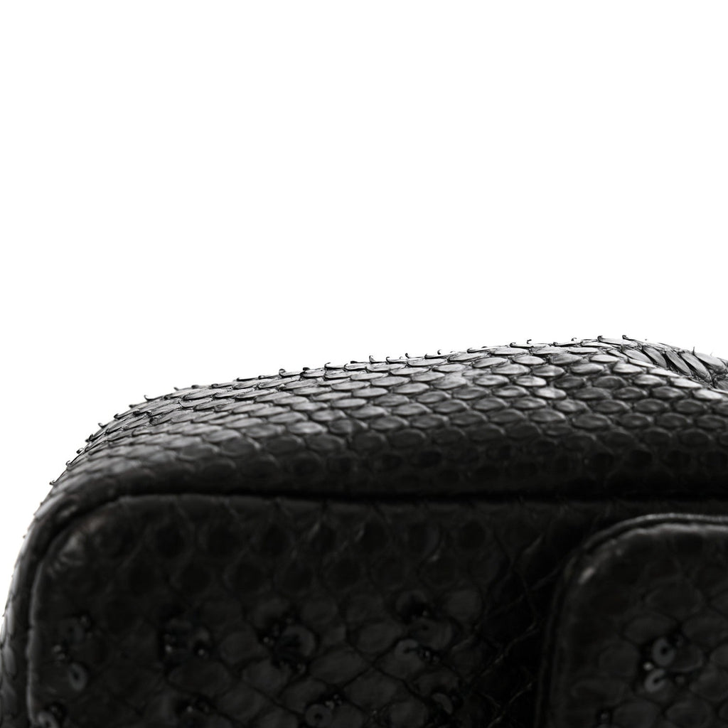 Metallic Snakeskin Sequin Flap Black