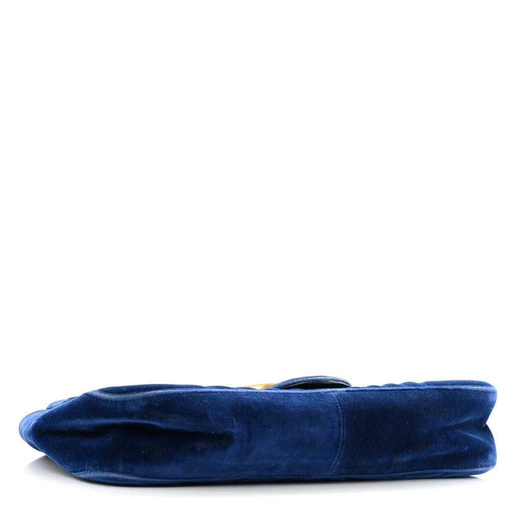 Velvet Matelasse Medium GG Marmont Shoulder Bag Cobalt Blue