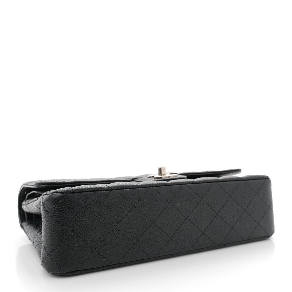 Caviar Quilted Medium Double Flap Black