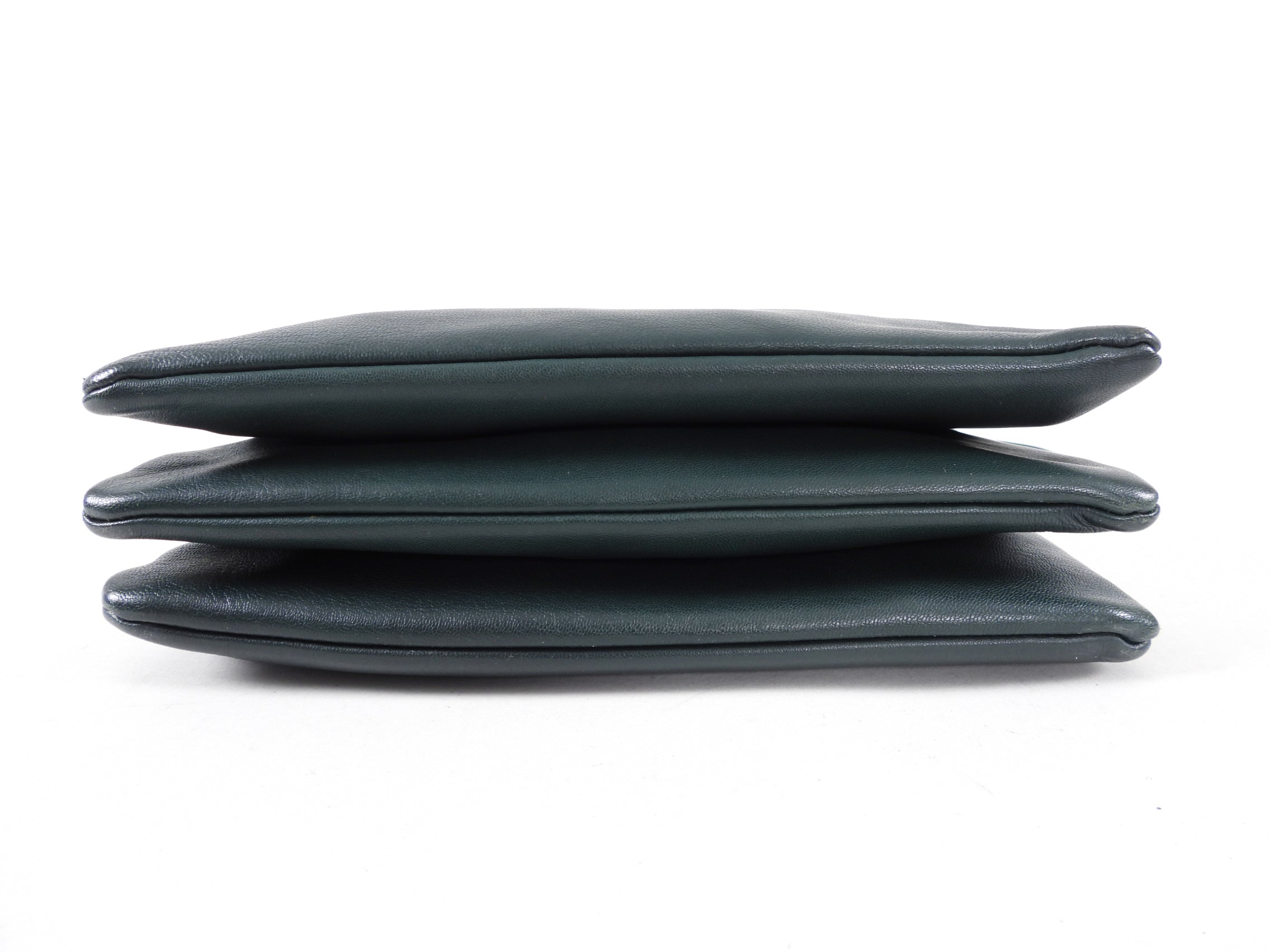 Celine Dark Green Smooth Leather Large Trio Crossbody Bag