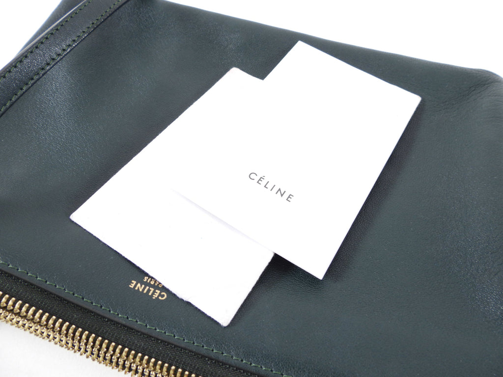 Celine Dark Green Smooth Leather Large Trio Crossbody Bag