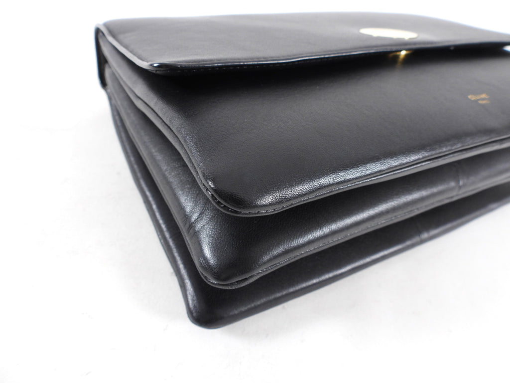 Celine Black Leather Chain Strap Triple Bag