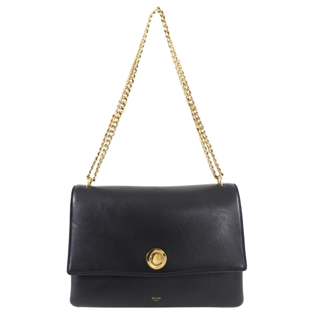 Celine Black Leather Chain Strap Triple Bag