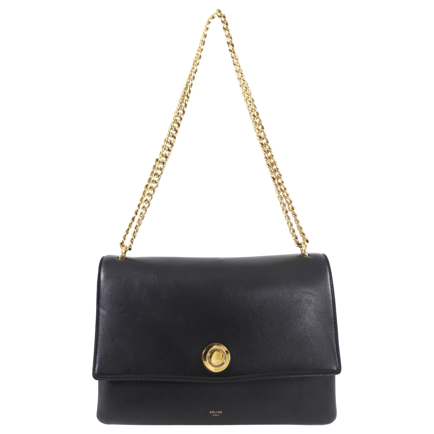 Celine Black Leather Chain Strap Triple Bag