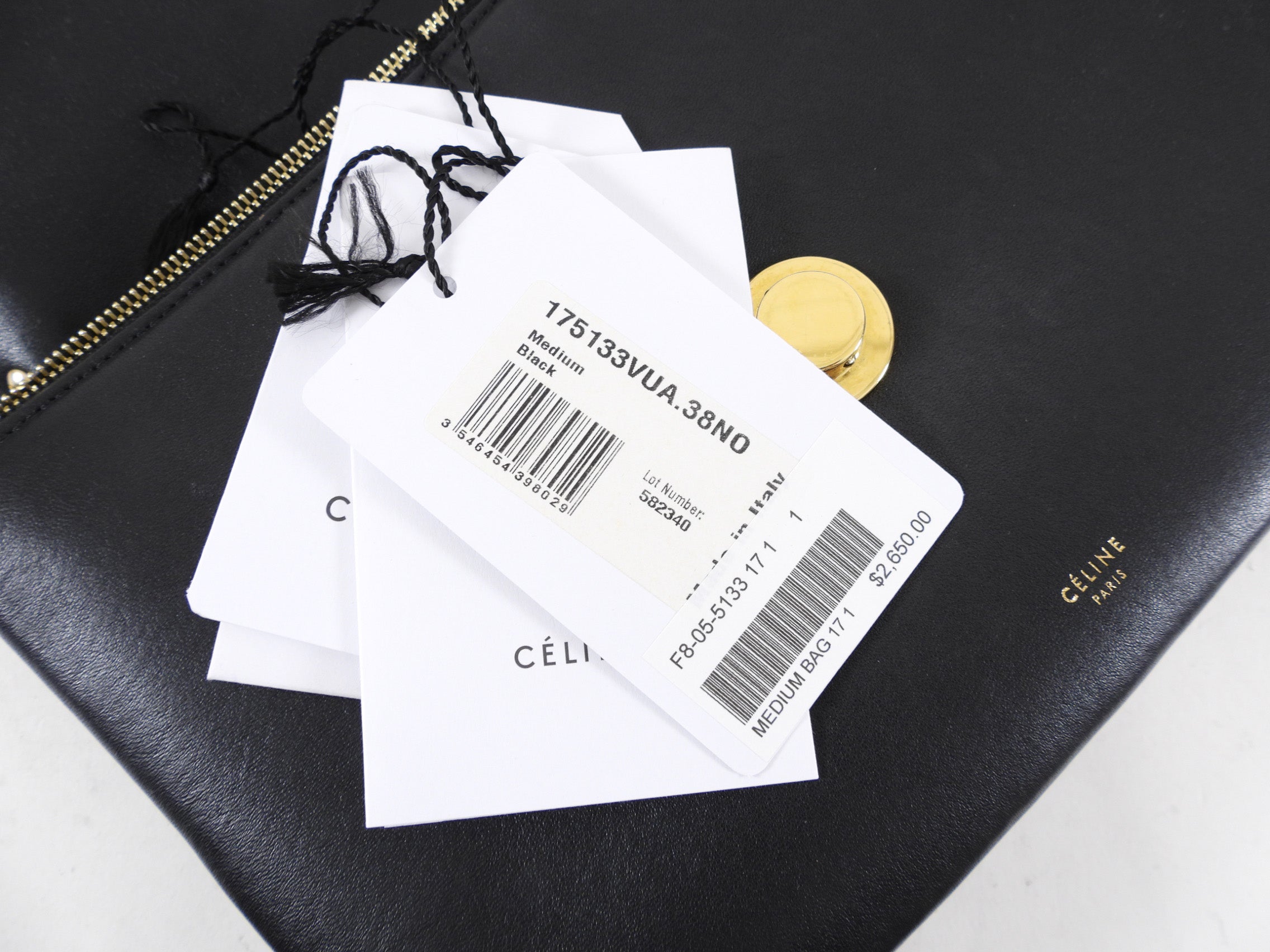 Celine Black Leather Chain Strap Triple Bag