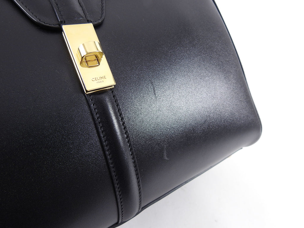 Celine Hedi Slimane Medium New 16 Bag in Black Satinated Calfskin