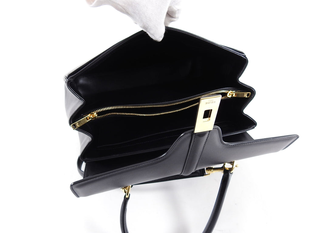 Celine Hedi Slimane Medium New 16 Bag in Black Satinated Calfskin