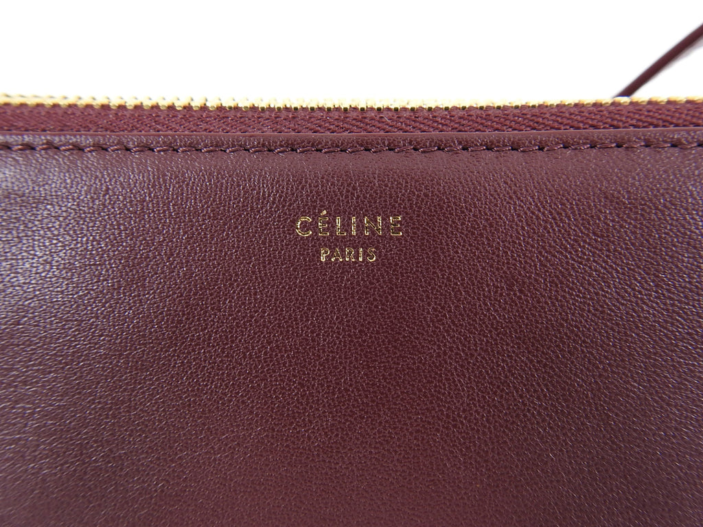Celine Small Burgundy Leather Trio Crossbody Bag