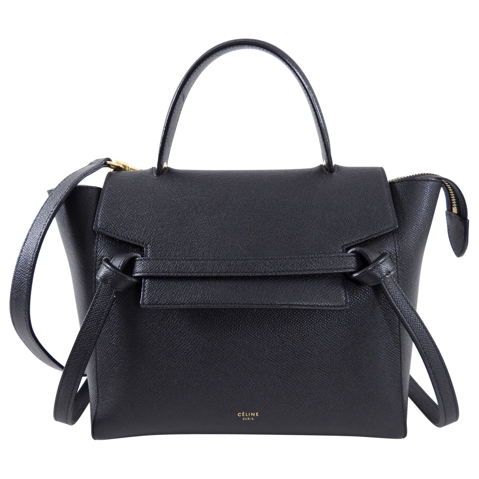 Celine Micro Grained Black Leather Belt Bag